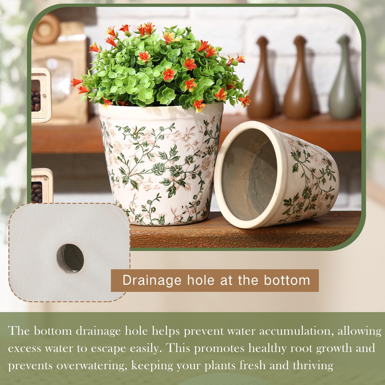 Amazon.com: Ninehaoou 2 Pack Vintage Planter Large Ceramic Plants